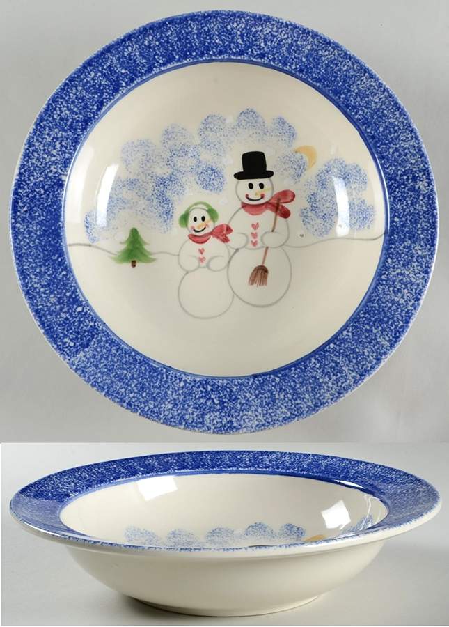 Snowman Family 10" Round Vegetable Bowl by Shannon & Daughters-1