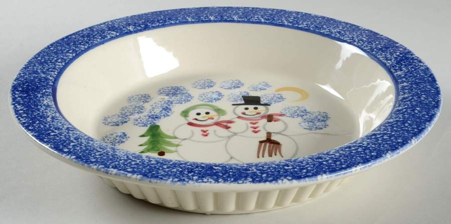 Snowman Family 10" Pie Baking Plate by Shannon & Daughters-1