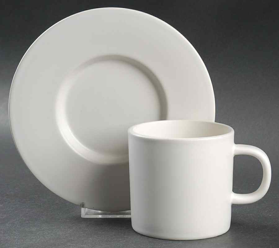Chalk Flat Cup & Saucer Set by Calvin Klein-1