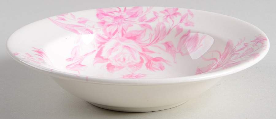 California Chintz Pink Rim Fruit/Dessert (Sauce) Bowl by Santa Anita-1
