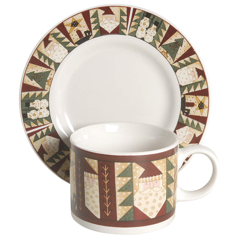 Christmas Patch Flat Cup & Saucer Set by Sakura-1