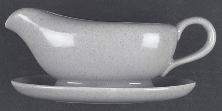 California Modern Light Gray (Speckled) Gravy Boat with Attached Underplate by Santa Anita-1