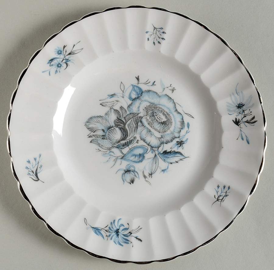 Blue Peony (Platinum Trim) Bread & Butter Plate by Susie Cooper-1