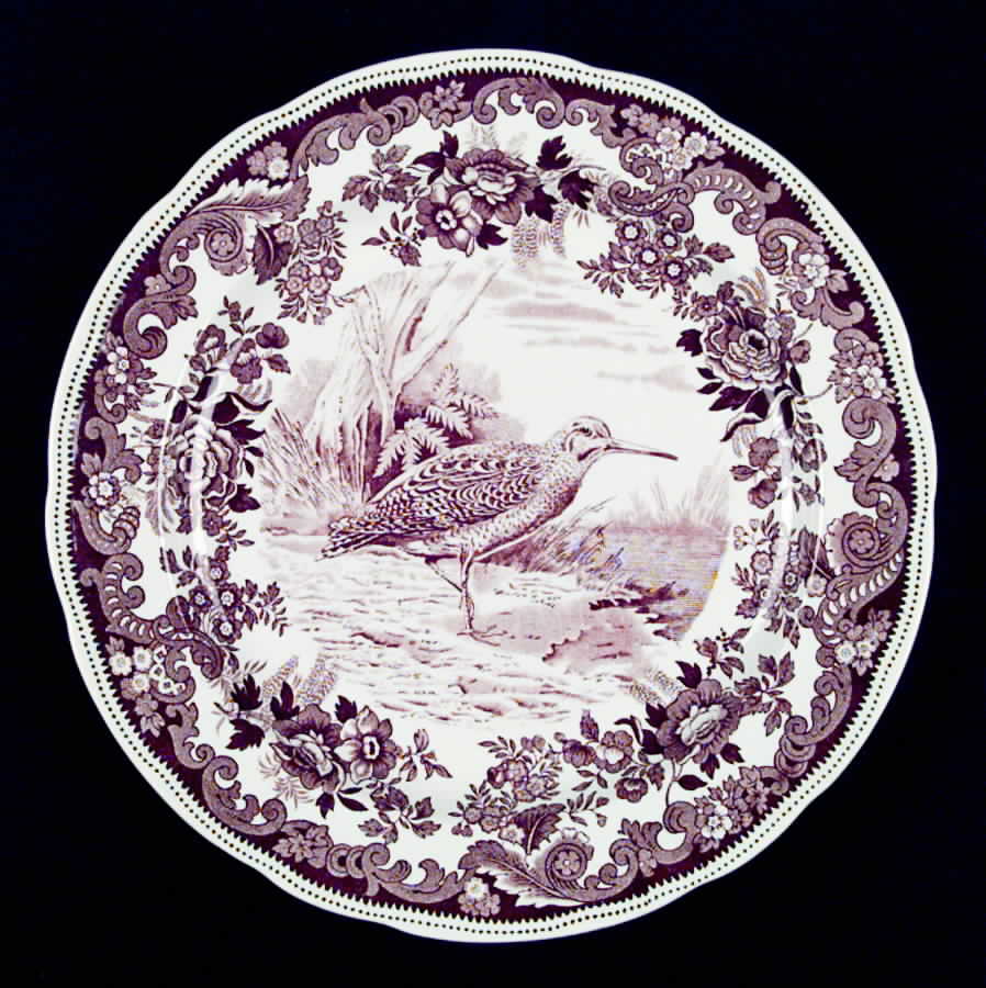 Game Birds-Brown (Floral Border) Dinner Plate by Spode-1