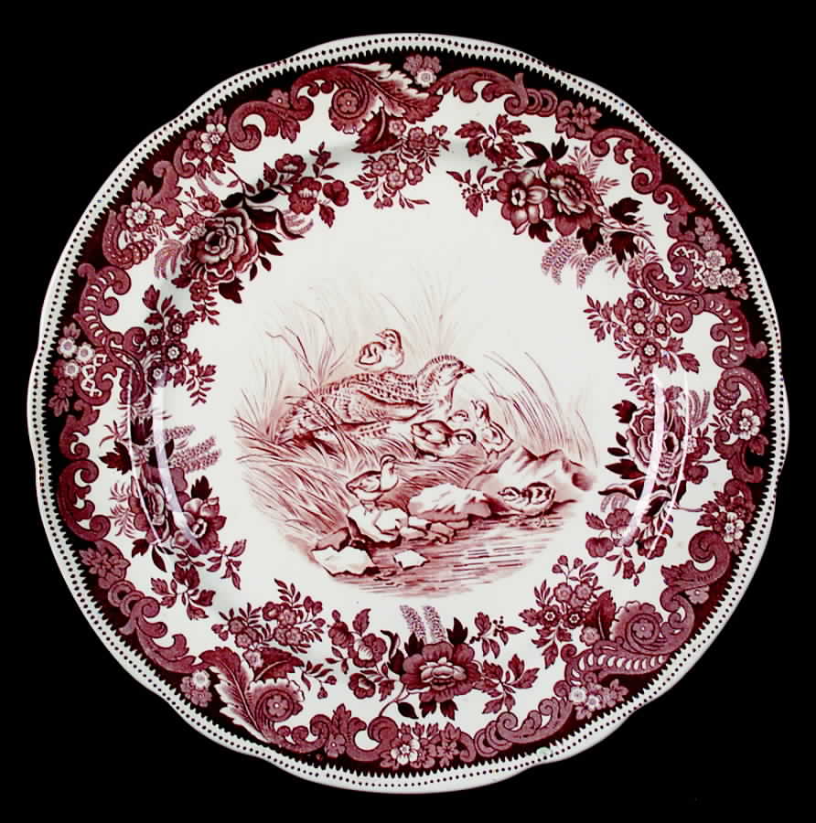 Game Birds-Brown (Floral Border) Dinner Plate by Spode-1