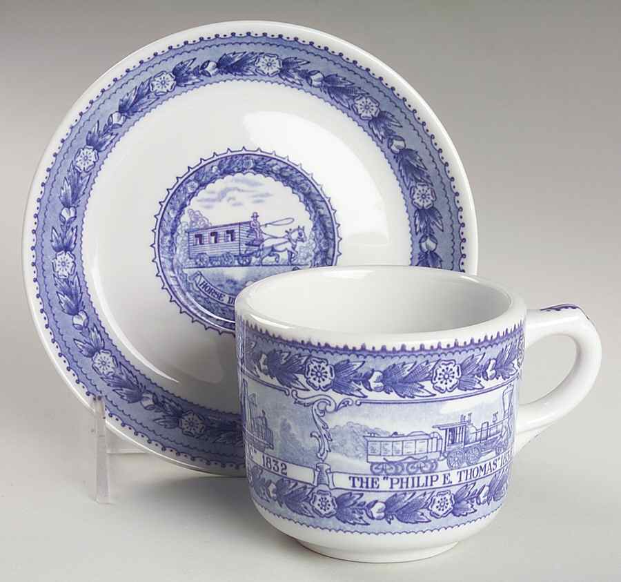 Centenary Colonial (Baltimore and Ohio) Flat Cup & Saucer Set by Shenango-1