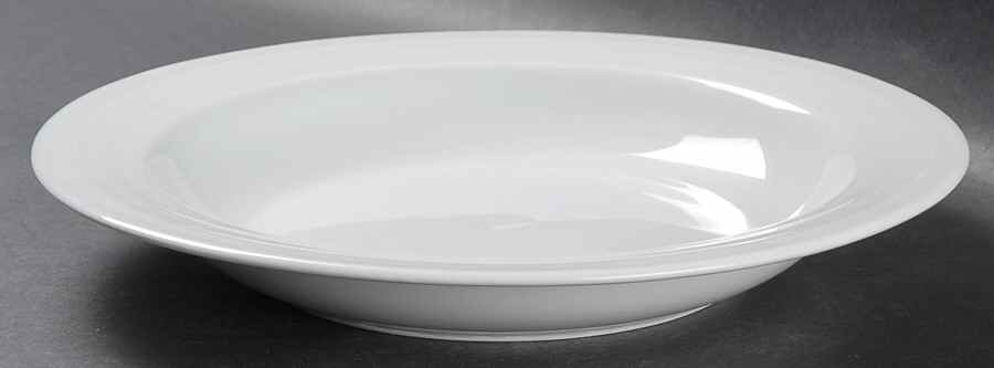 Roulette White Large Rim Soup Bowl by Spal Porcelanas-1