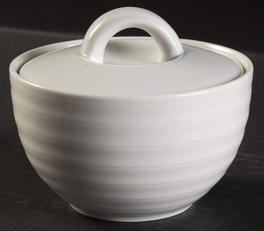 Roulette White Sugar Bowl & Lid by Spal Porcelanas-1
