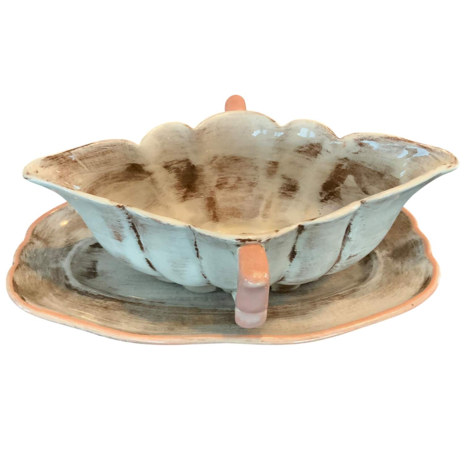 Provincial Apple Pink Gravy Boat & Underplate by Santa Anita-1