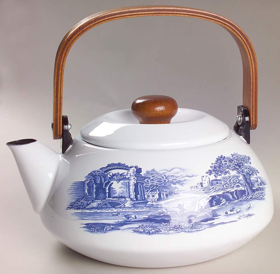 Blue Italian Metal Kettle & Lid by Spode-1