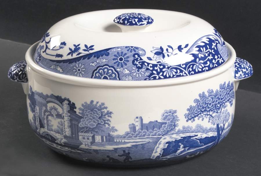 Blue Italian 3 Quart Oval Covered Casserole by Spode-1