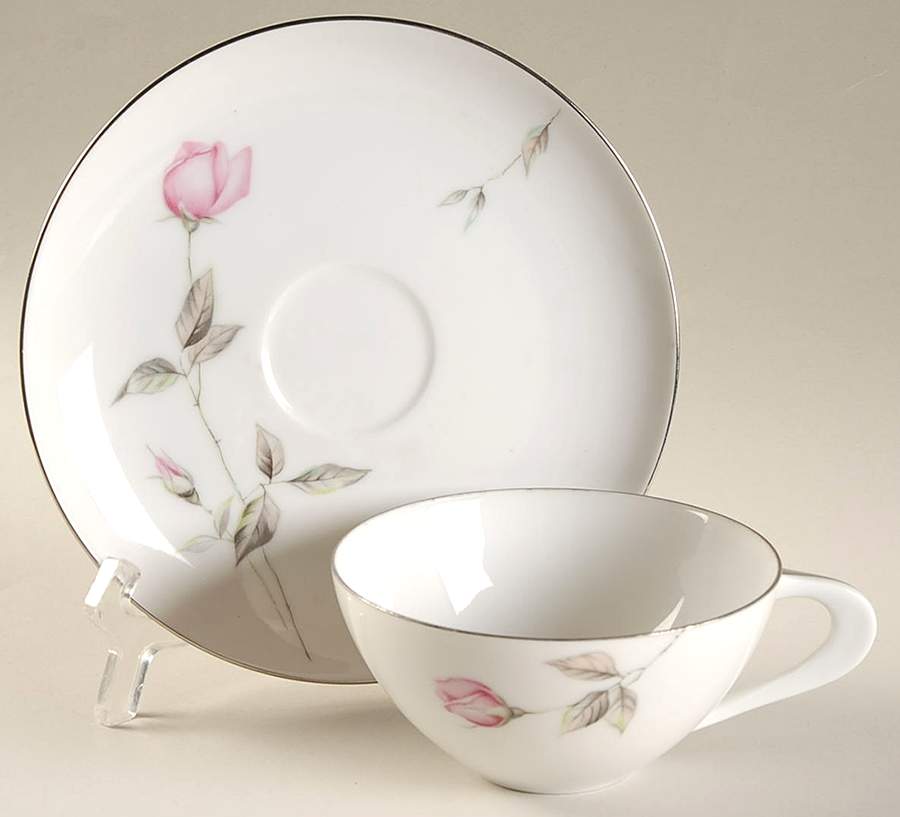 Dawn Rose Flat Cup & Saucer Set by Sango-1