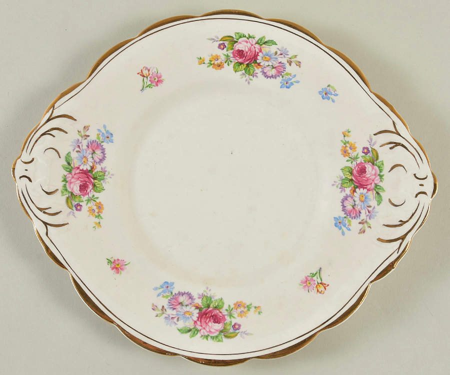 Floral Handled Cake Plate by Salisbury-1