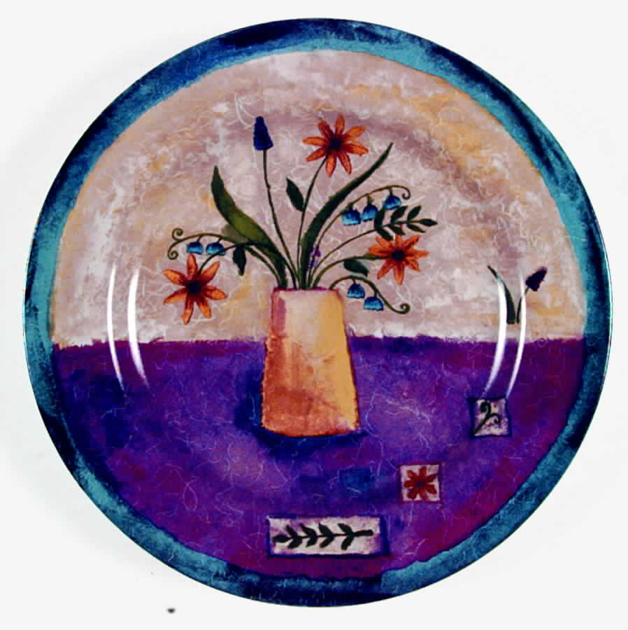 Floral Applique Salad Plate by Sakura-1
