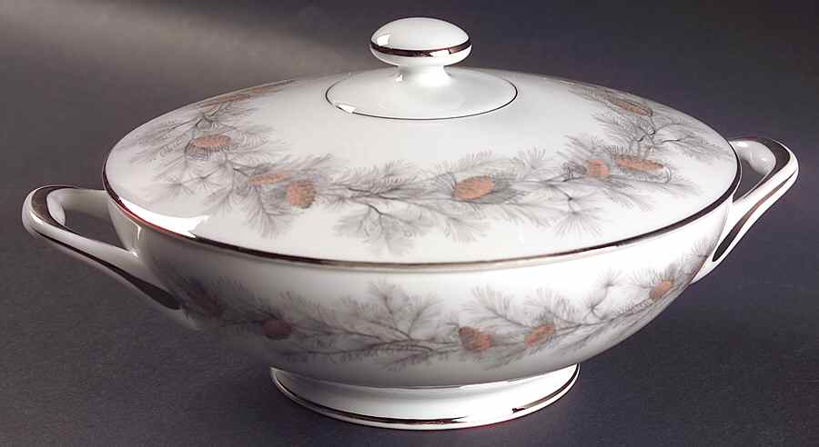 Sierra Pines (No #, Platinum Trim) Round Covered Vegetable by Sango-1