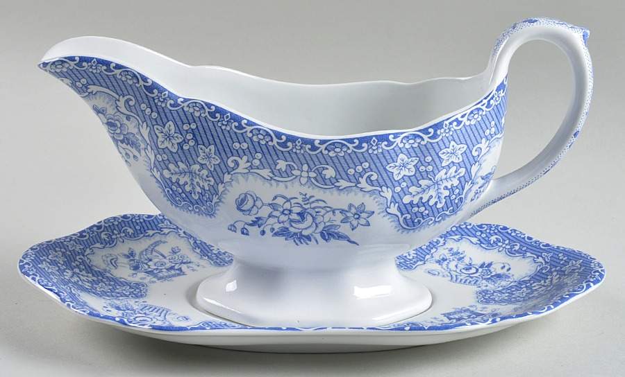 Festival Blue Gravy Boat & Underplate by Spode-1