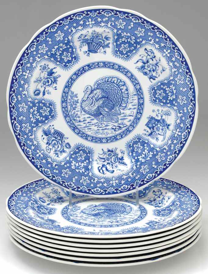 Festival Blue Dinner Plate - Set of 8 by Spode-1