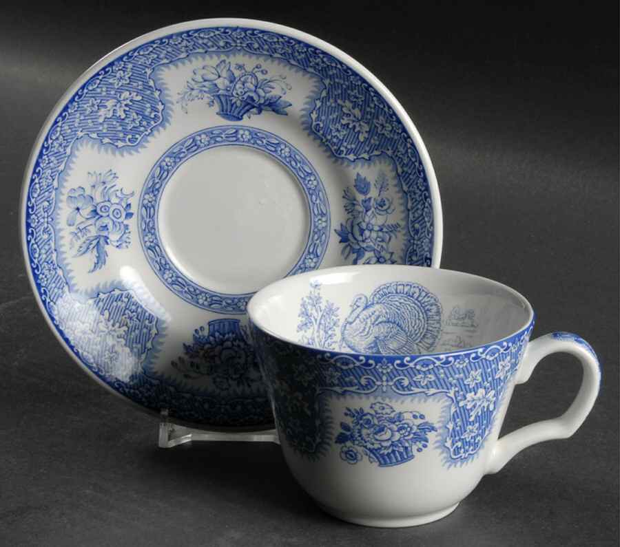 Festival Blue Flat Cup & Saucer Set by Spode-1