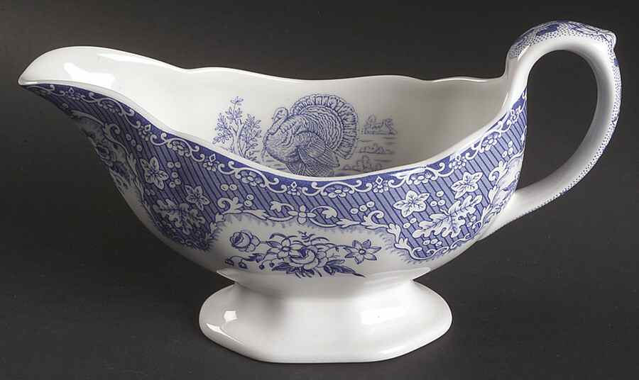 Festival Blue Gravy Boat by Spode-1