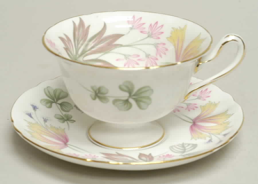 Columbine (Scalloped) Footed Cup & Saucer Set by Shelley-1