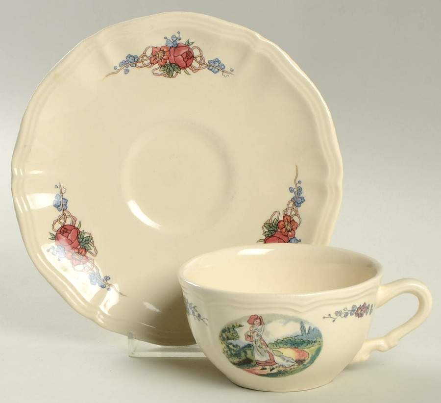 Obernai Flat Cup & Saucer Set by Sarreguemines-1
