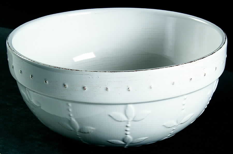 Sorrento Jicama (White, Terra Cotta Accents) 9" Mixing Bowl by Signature-1