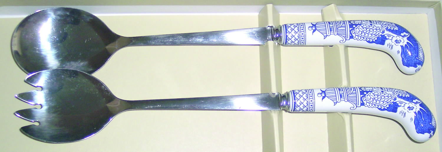 Willow Blue (New, 2002) (2 Piece) Salad Set with Stainless Bowl by Spode-1