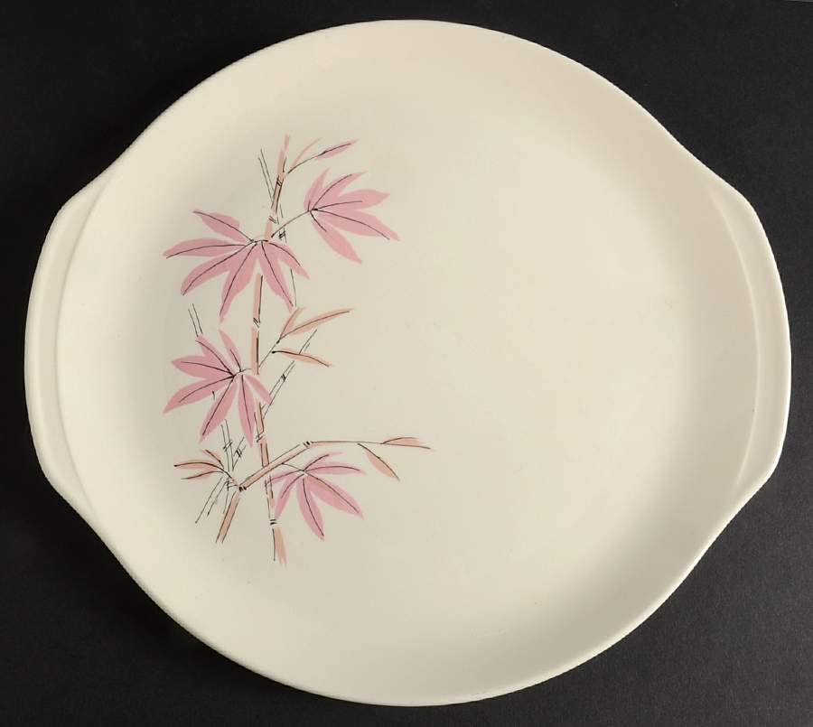 Pink Bamboo Handled Cake Plate by Salem-1