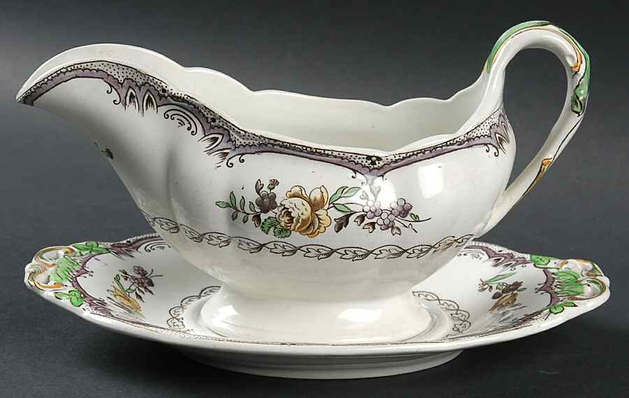 Avondale Purple Gravy Boat & Underplate by Spode-1