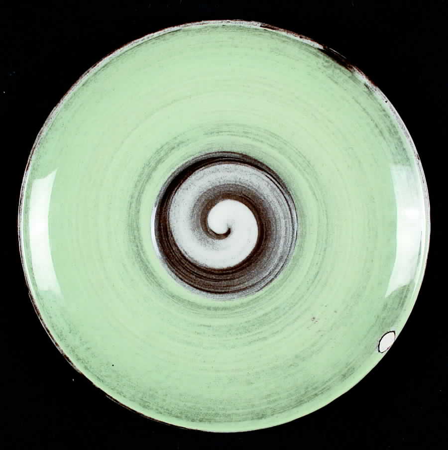 Stylized Spirals, Brown & Green Saucer by Santa Anita-1