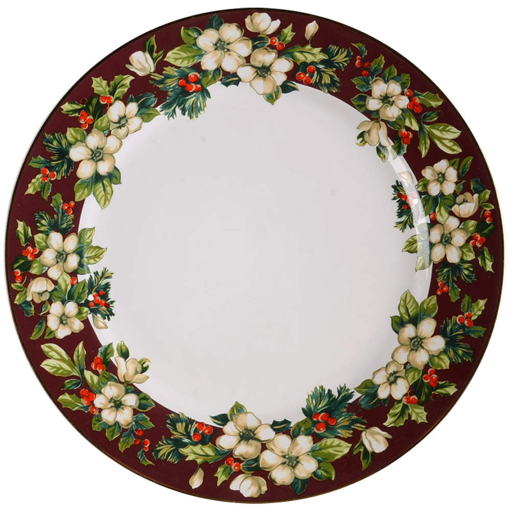 Splendor Burgundy Dinner Plate by Sakura-1