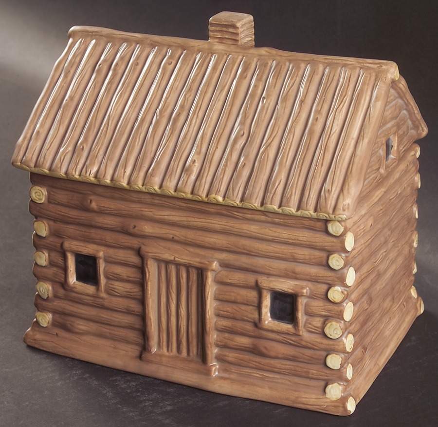 Log Cabin Figural Cookie Jar & Lid by Sakura-1