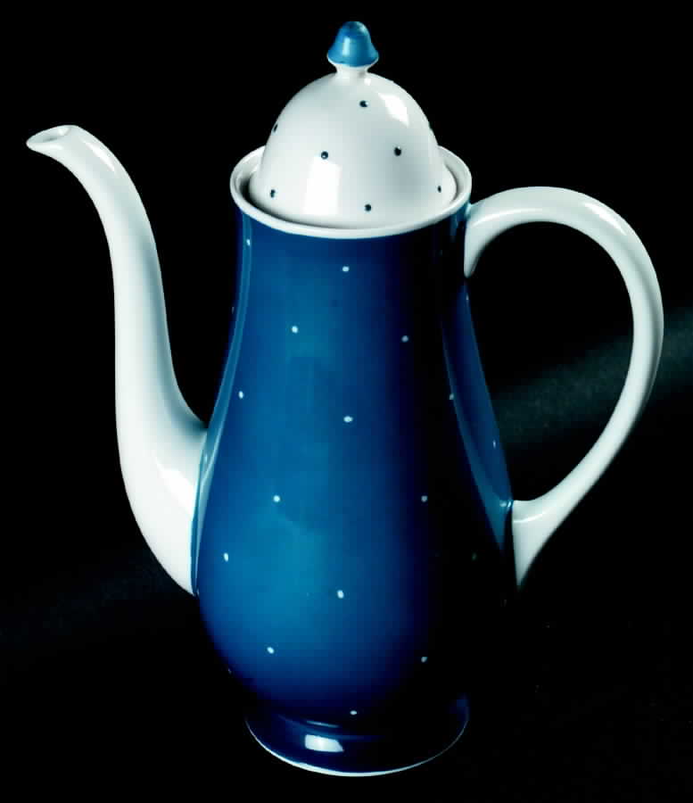 Raised Spot Blue Coffee Pot & Lid by Susie Cooper-1