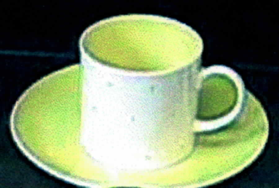 Raised Spot Yellow Flat Cup & Saucer Set by Susie Cooper-1