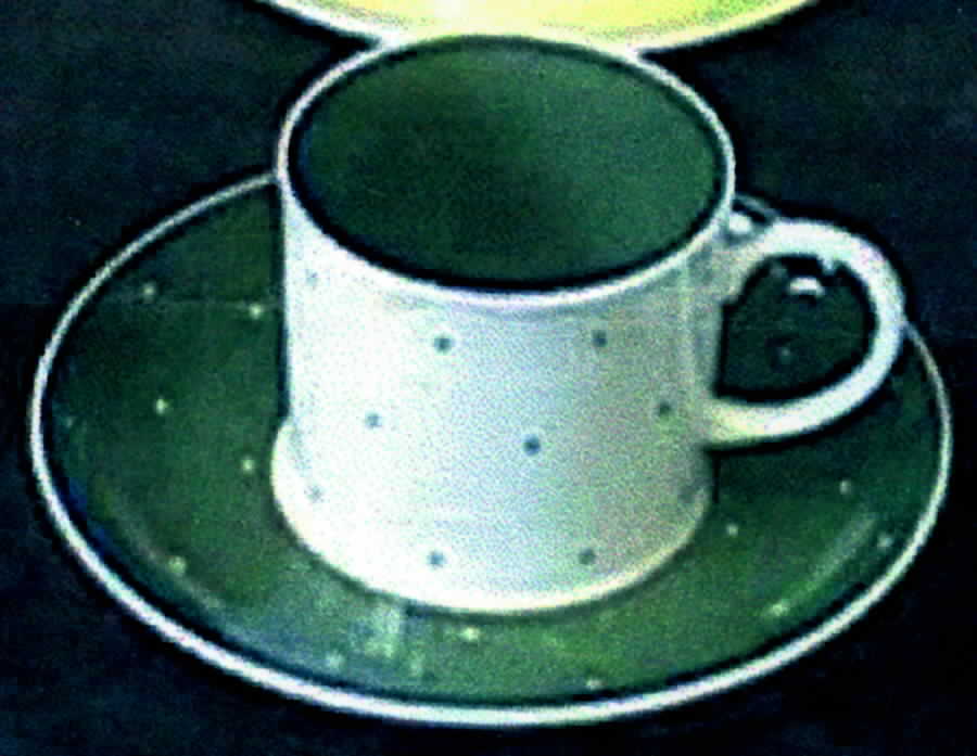 Raised Spot Green Flat Cup & Saucer Set by Susie Cooper-1