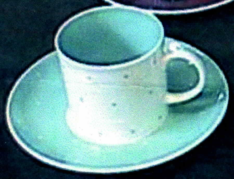 Raised Spot Aqua Flat Cup & Saucer Set by Susie Cooper-1