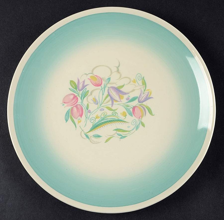 Dresden Spray Coupe Luncheon Plate by Susie Cooper-1