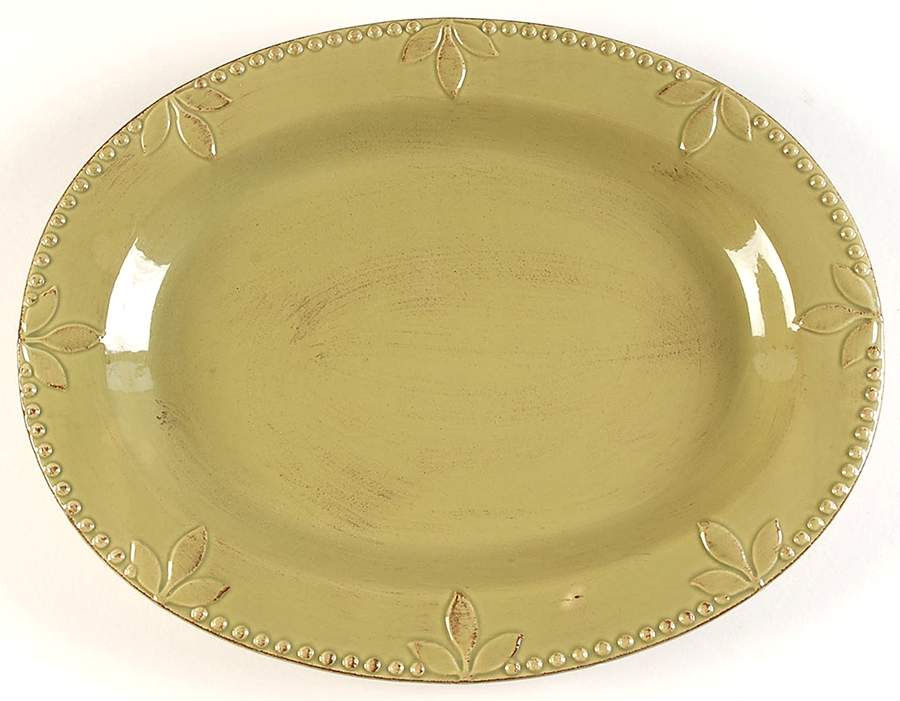 Sorrento Oregano (Green) 14" Oval Serving Platter by Signature-1