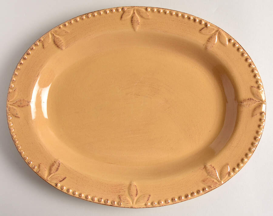 Sorrento Wheat (Gold) 14" Oval Serving Platter by Signature-1