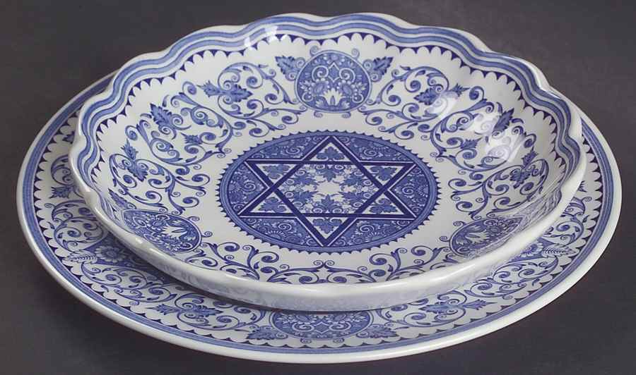 Blue Room (Judaic Collection) Honey Bowl & Stand by Spode-1