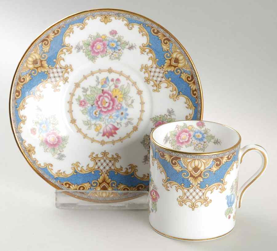 Sheraton Blue (Smooth) Flat Demitasse Cup & Saucer Set by Shelley-1