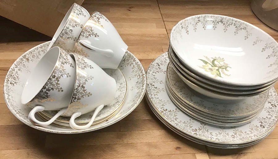 Golden Flower Flat Cup & Saucer Set by Swinnertons-1