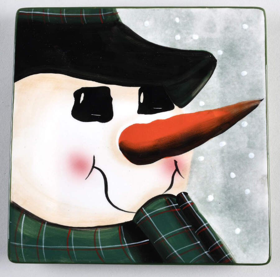 Snowmen Portraits (Decal) Square Salad Plate by Sakura-1