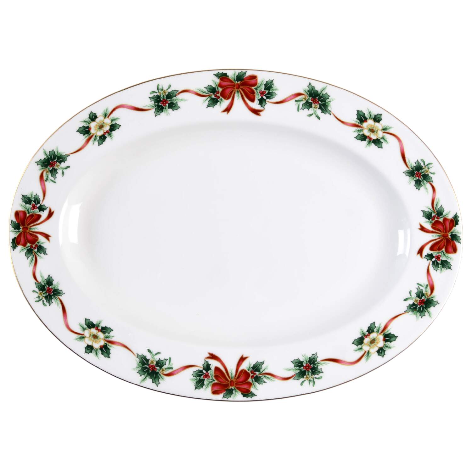 Holiday Garland 14" Oval Serving Platter by St Andrews-1