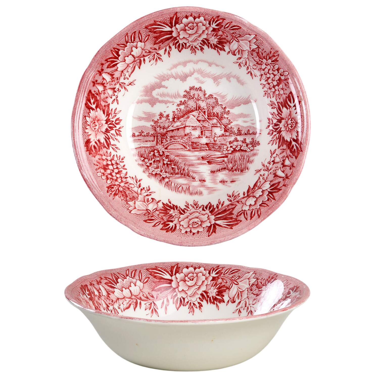 English Village Red Fruit/Dessert (Sauce) Bowl by Salem-1