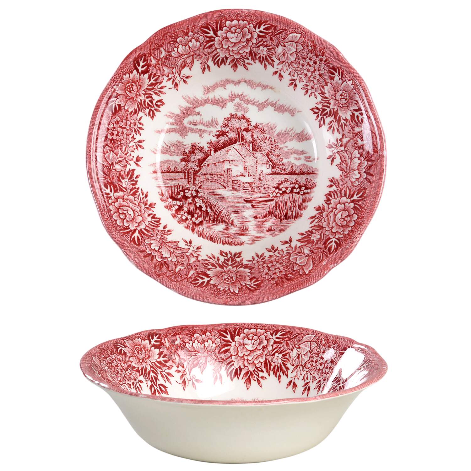 English Village Red Coupe Cereal Bowl by Salem-1