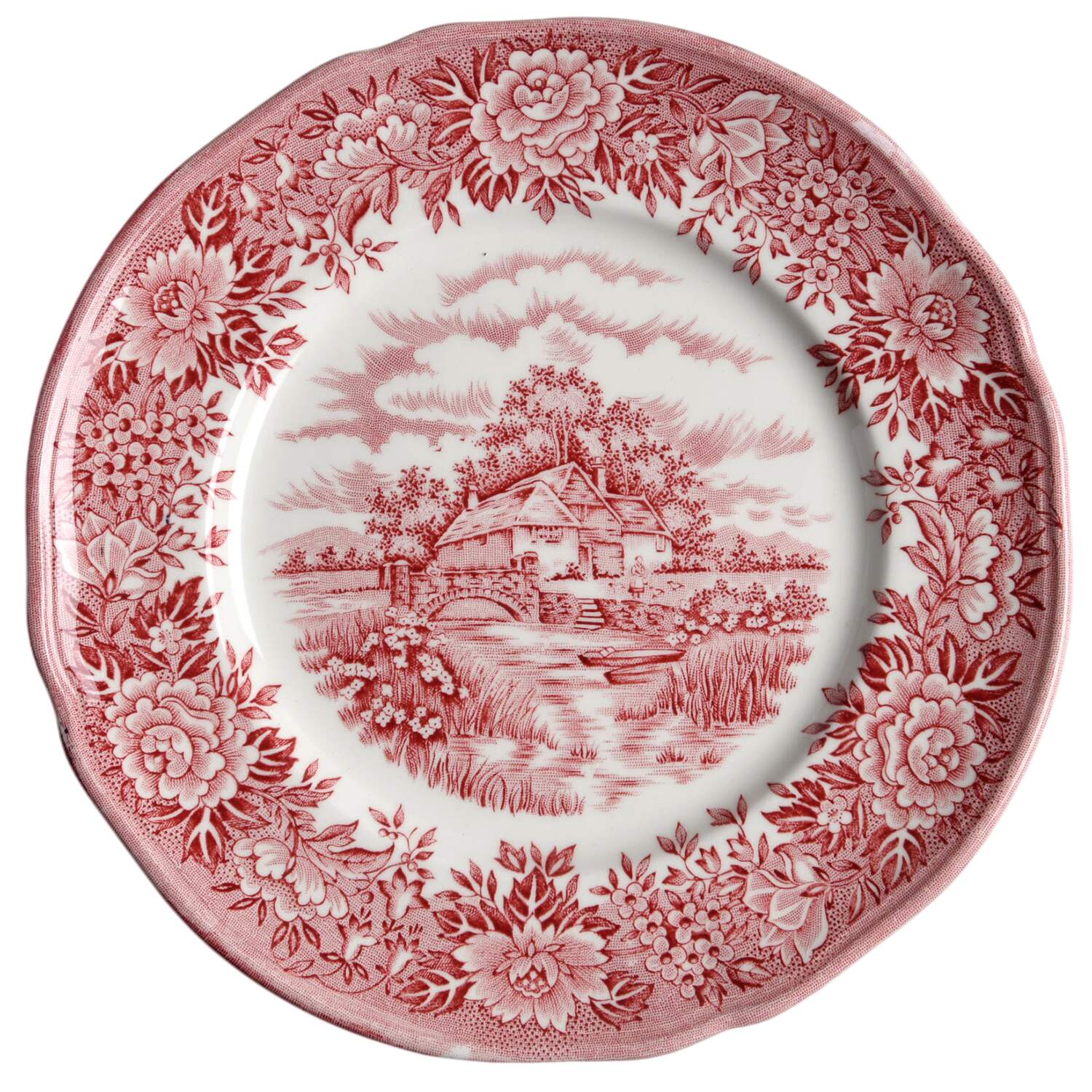 English Village Red Bread & Butter Plate by Salem-1