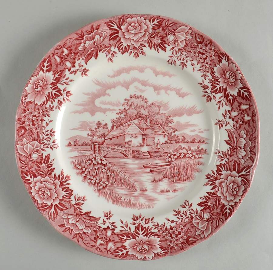 English Village Red Dinner Plate by Salem-1