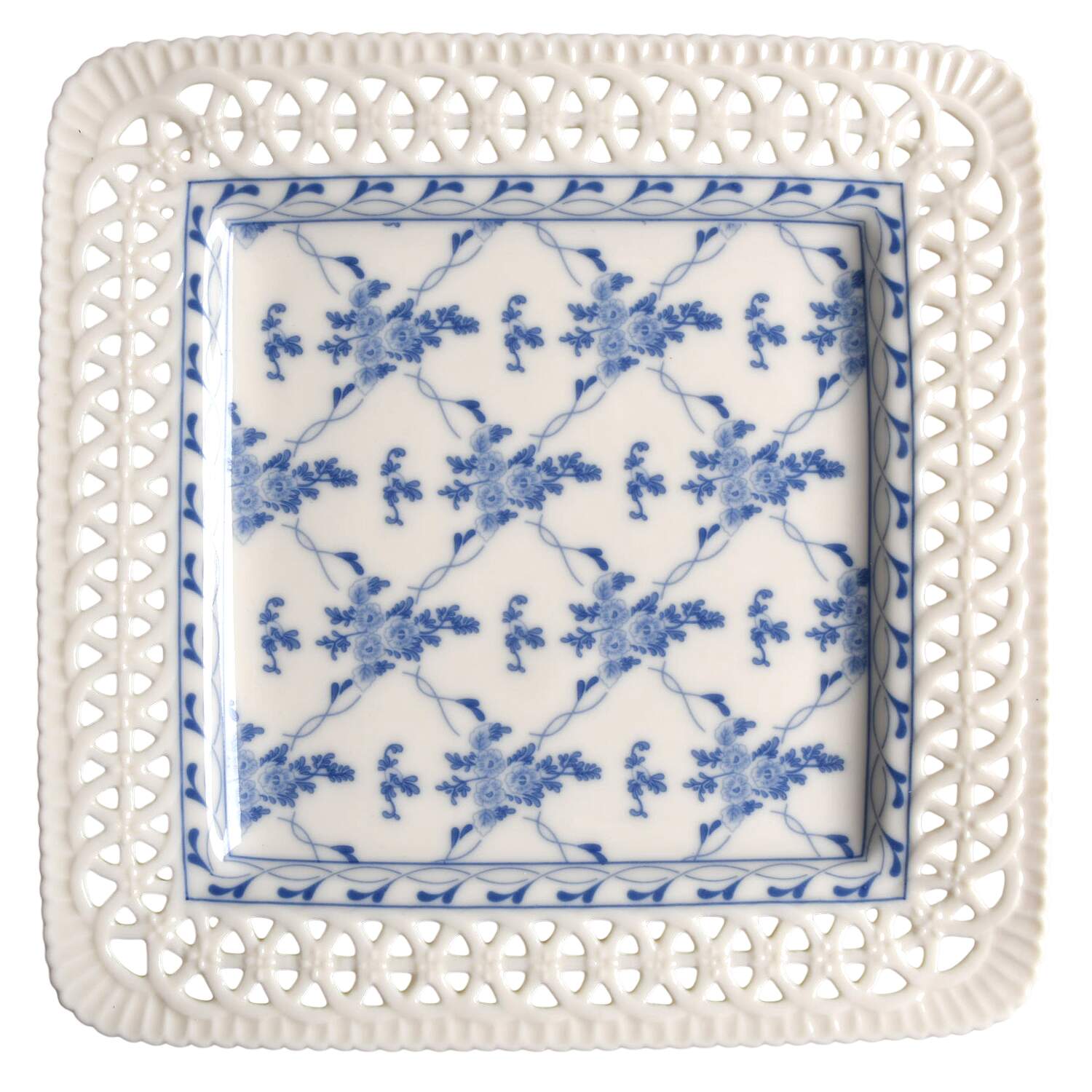 Rose Brocade Pierced Square Luncheon Plate by Skye Mcghie-1