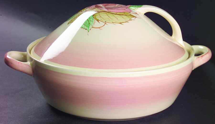 Patricia Rose Pink (Faded Pink Rim) Round Covered Vegetable by Susie Cooper-1